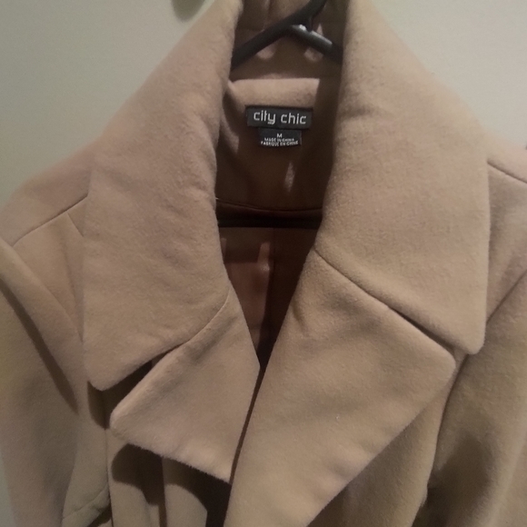 City Chic tan felt coat - Picture 2 of 4
